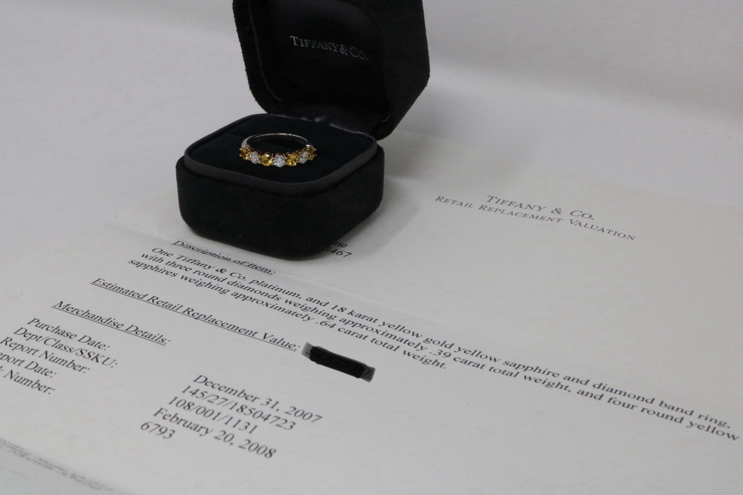 Tiffany & Co Platinum Diamond And Sapphire Band Ring 1.03 VS1