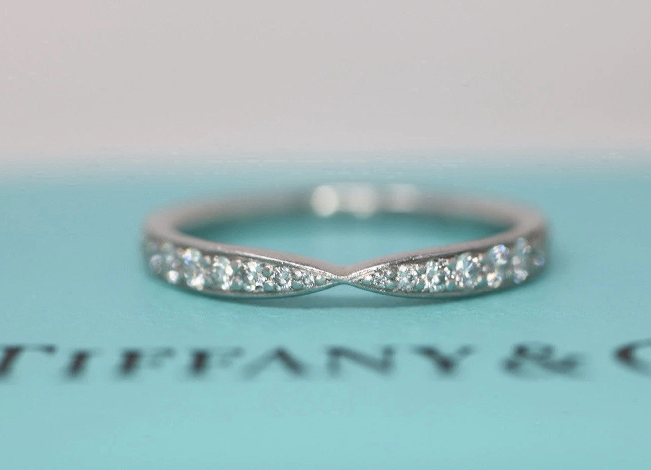 Tiffany & Co Harmony Platinum Diamond 1.8mm Wedding Band Anniversary Ring