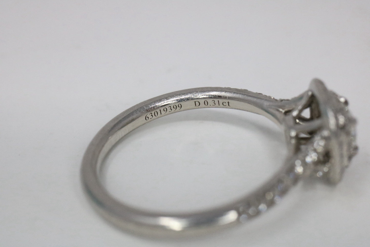 Tiffany & Co Platinum Soleste Cushion 0.46ct Diamond Halo Engagement Ring