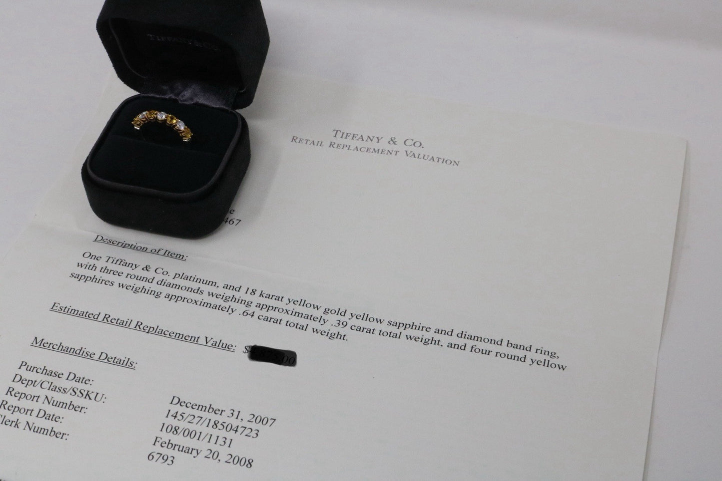 Tiffany & Co Platinum Diamond And Sapphire Band Ring 1.03 VS1