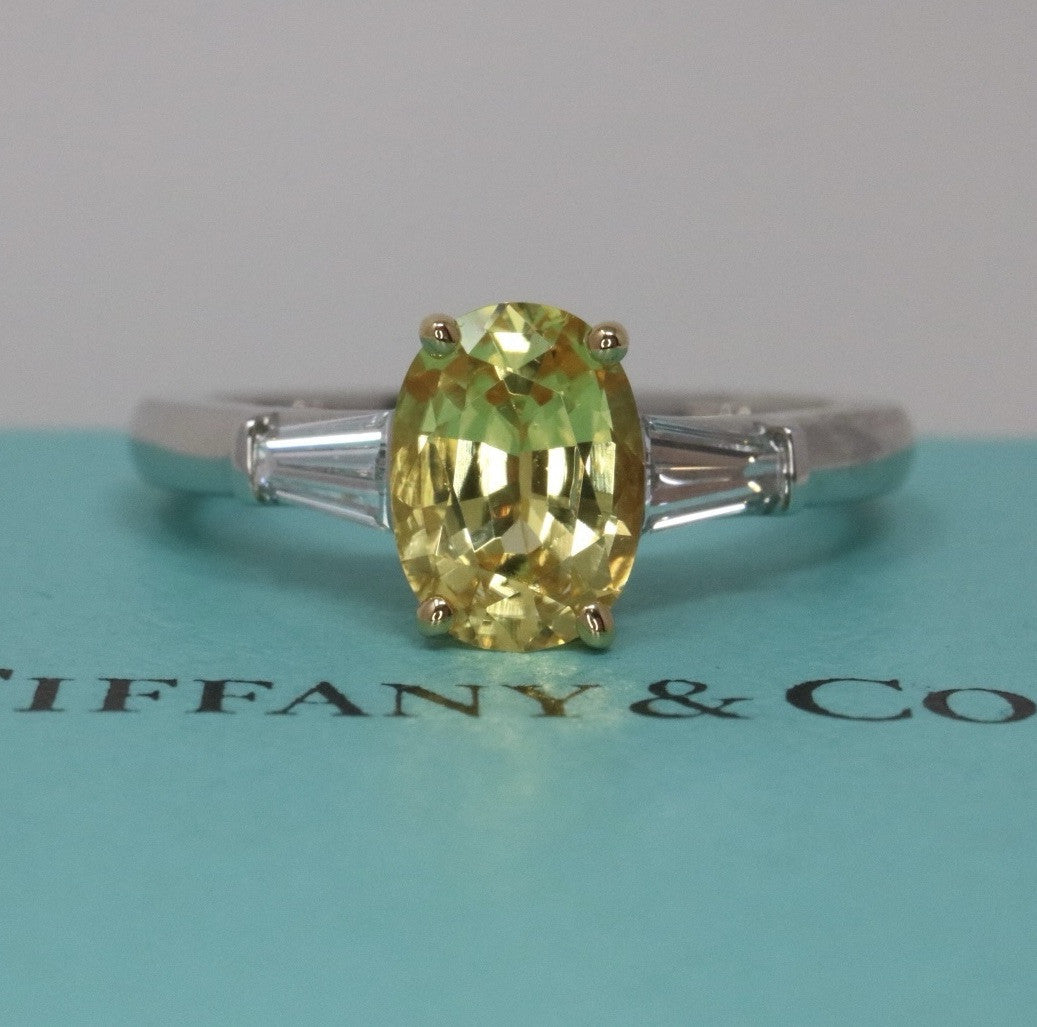 TIFFANY & CO Platinum 1.81ctw Sapphire And Diamond Oval Engagement Ring