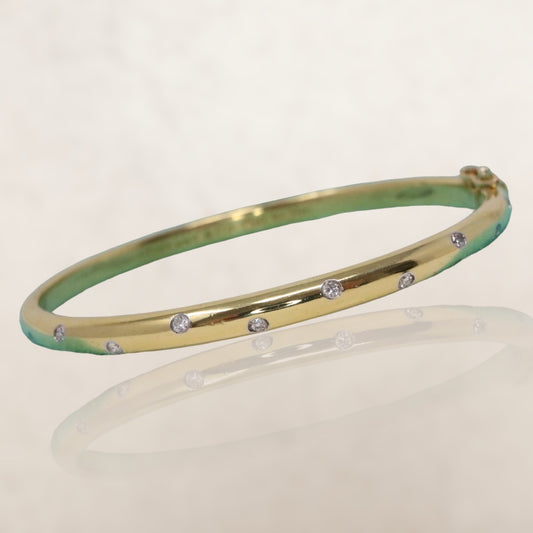 TIFFANY & Co 18k Gold Diamond Etoile Bangle Bracelet