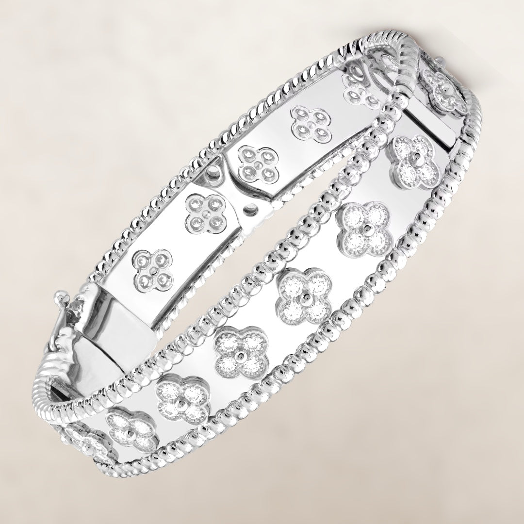 Van Cleef & Arpels Perlee 1.79CT White Gold Diamond Bangle Bracelet