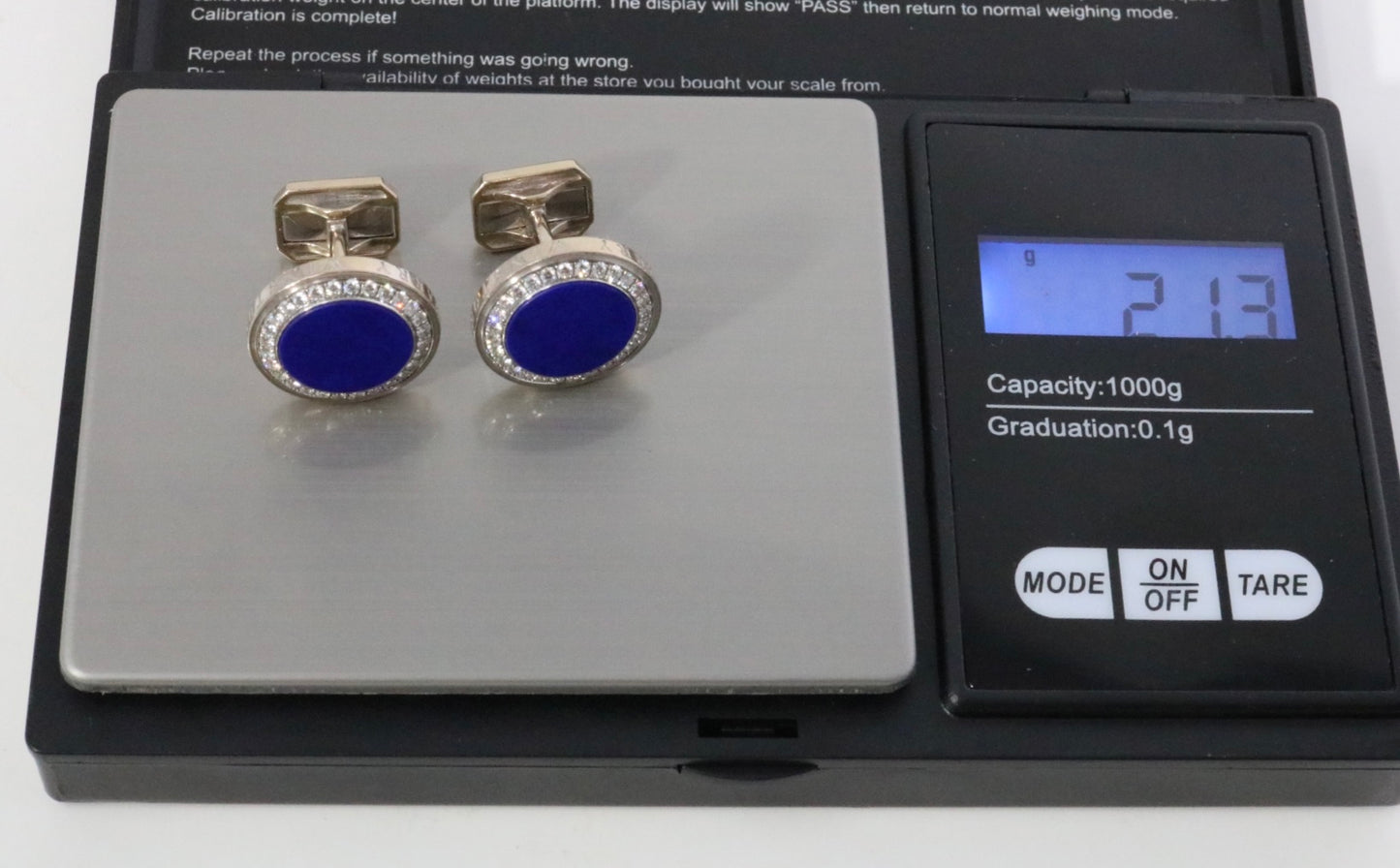 HARRY WINSTON LAPIS LAZULI DIAMOND CUFFLINKS IN 18K WHITE GOLD