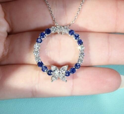 Tiffany & Co Victoria Marquise Diamond & Sapphire Pendant Necklace