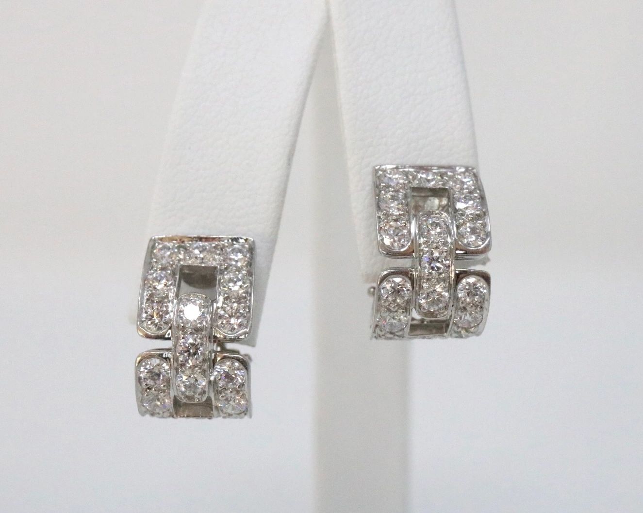 Tiffany & Co Platinum Diamond Hoop Huggie Earrings 1.90CTW