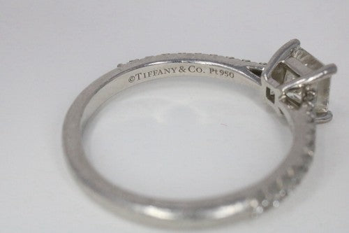 Tiffany & Co Platinum Novo Princess Cut Diamond Engagement Ring .77ct