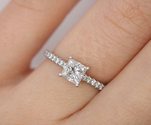 Tiffany & Co Platinum Novo Princess Cut Diamond Engagement Ring .77ct
