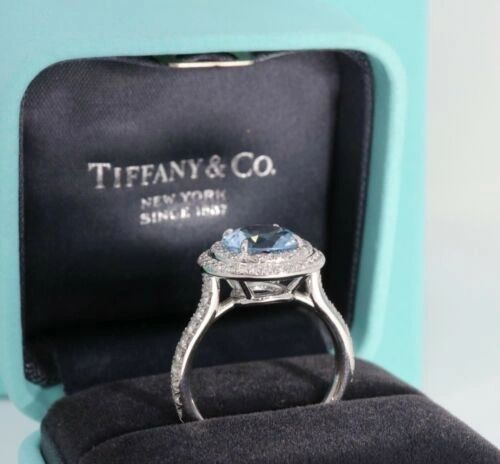 Tiffany & Co Soleste Diamond & Aquamarine Engagement Ring