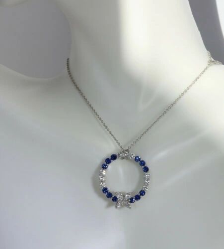 Tiffany & Co Victoria Marquise Diamond & Sapphire Pendant Necklace