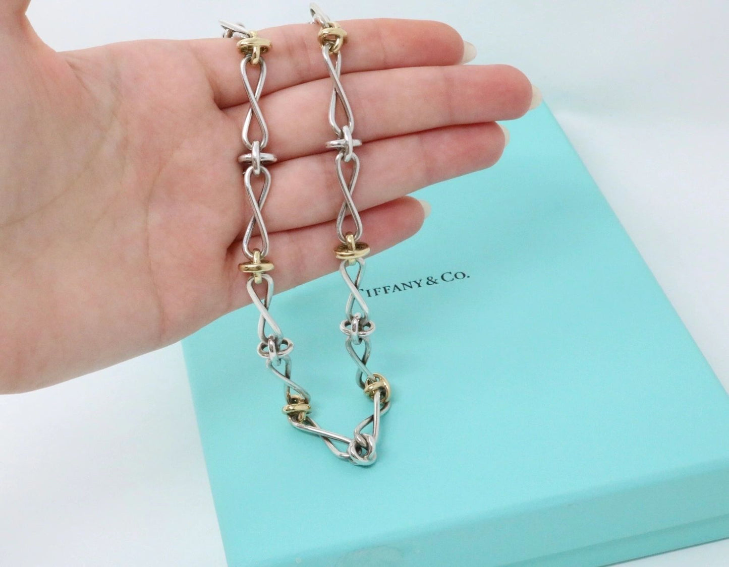 Tiffany & Co Paloma Picasso X Link Necklace Yellow Gold & Silver