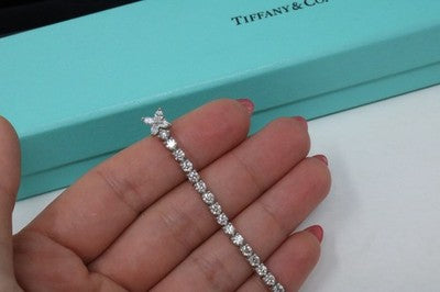 Tiffany & Co. Victoria 4.20ct Platinum Round Diamond Tennis Bracelet