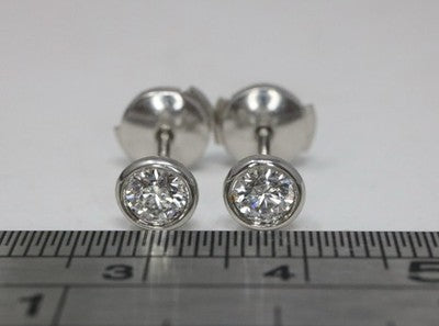 Tiffany & Co Peretti Plat .90ct VS1 Round Diamond By The Yard Stud Earrings