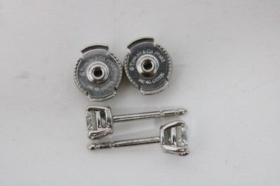 Tiffany & Co Platinum Round Brilliant Cut Diamond Stud Earrings .60ct
