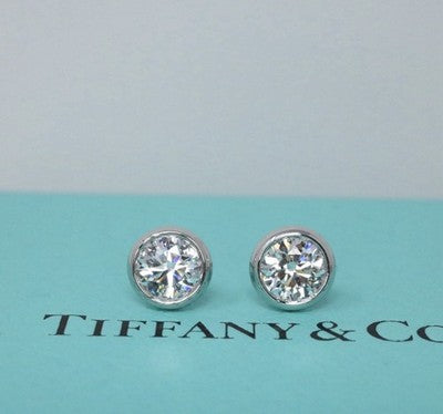 Tiffany & Co Peretti Plat .90ct VS1 Round Diamond By The Yard Stud Earrings