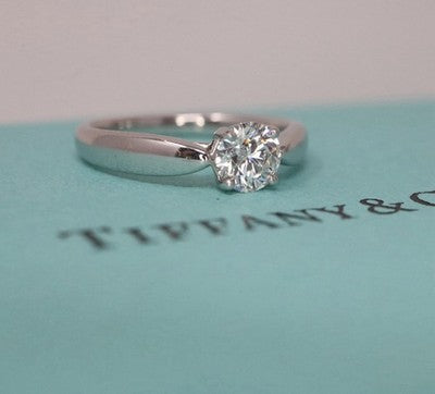 Tiffany & Co Platinum Round Diamond Engagement Ring Harmony VS1 G .45c
