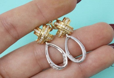 Tiffany & Co 18k Yellow Gold Signature X Diamond Dangle Earrings .90ct