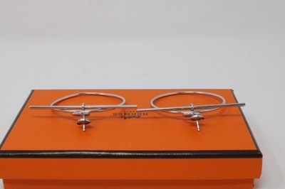 HERMES Silver 925 Medium Hoop Earrings