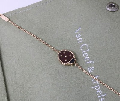 Van Cleef & Arpels Lucky Spring Ladybug Bracelet Onyx Carnelian 18KT Rose Gold