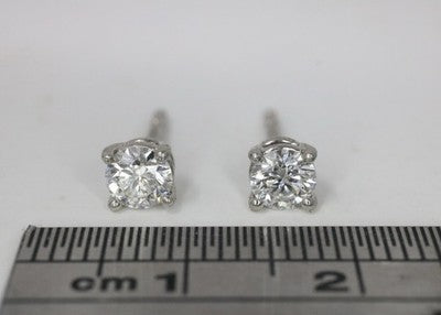 Tiffany & Co Platinum Round Brilliant Cut Diamond Stud Earrings .60ct