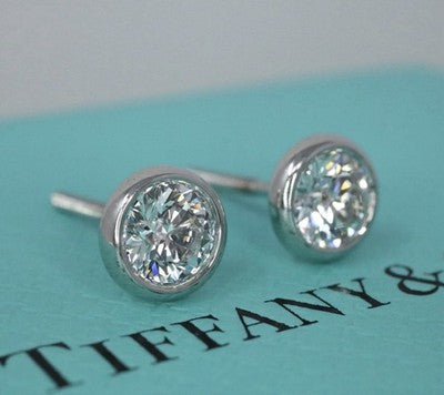 Tiffany & Co Peretti Plat .90ct VS1 Round Diamond By The Yard Stud Earrings