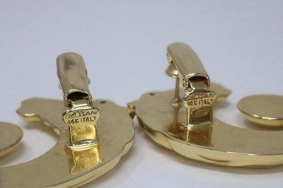 Bassani 14kt Italy Yellow Gold Horse Swirl Earrings Vintage