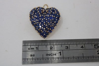 Tiffany & Co Heart Pin Pendant Necklace 14k Yellow Gold  Blue Sapphire