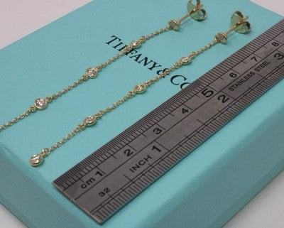 Tiffany & Co Elsa Peretti Diamond By The Yard Dangle Drop Earrings 18K
