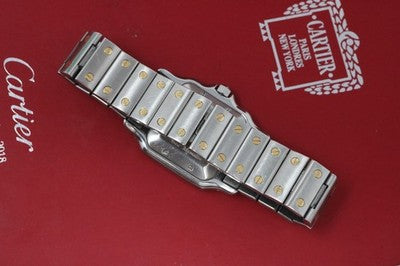 Cartier Santos Galbee Large 2319 Gold/Steel Guilloche Dial 29mm Automatic Watch