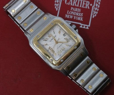 Cartier Santos Galbee Large 2319 Gold/Steel Guilloche Dial 29mm Automatic Watch