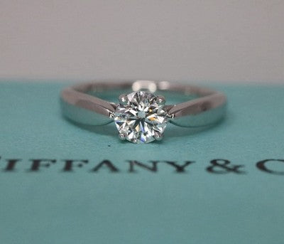 Tiffany & Co Platinum Round Diamond Engagement Ring Harmony VS1 G .45c