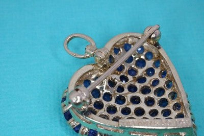 Tiffany & Co Heart Pin Pendant Necklace 14k Yellow Gold  Blue Sapphire