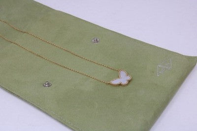 Van Cleef & Arpels Lucky Alhambra 18K Yellow Gold MOP Butterfly Pendan