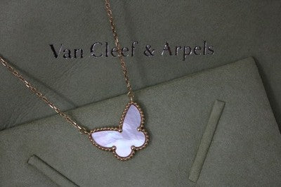 Van Cleef & Arpels Lucky Alhambra 18K Yellow Gold MOP Butterfly Pendan