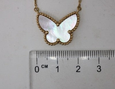 Van Cleef & Arpels Lucky Alhambra 18K Yellow Gold MOP Butterfly Pendan