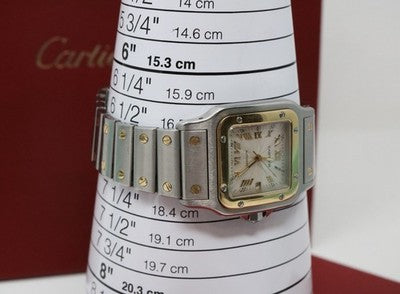 Cartier Santos Galbee Large 2319 Gold/Steel Guilloche Dial 29mm Automatic Watch