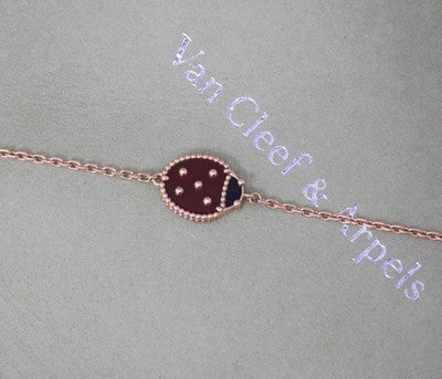 Van Cleef & Arpels Lucky Spring Ladybug Bracelet Onyx Carnelian 18KT Rose Gold