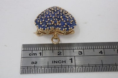 Tiffany & Co Heart Pin Pendant Necklace 14k Yellow Gold  Blue Sapphire