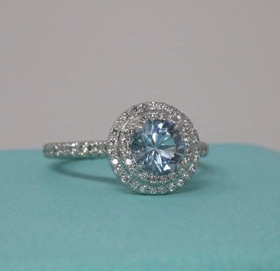 Tiffany & Co. Soleste Platinum Aquamarine Round Diamond 1.93ct Engagem