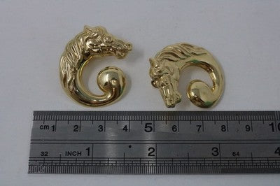 Bassani 14kt Italy Yellow Gold Horse Swirl Earrings Vintage