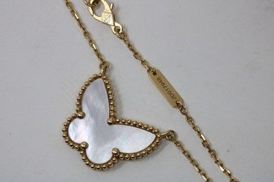 Van Cleef & Arpels Lucky Alhambra 18K Yellow Gold MOP Butterfly Pendan