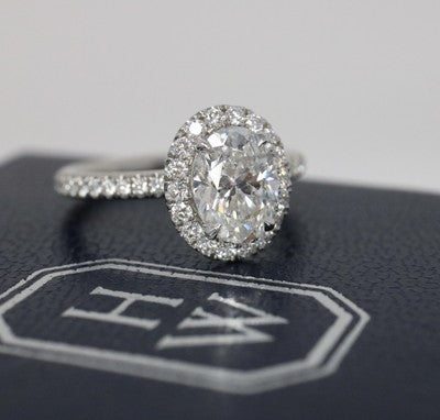 Harry Winston The One Oval Diamond Engagement Ring Pave 1.27ctw E/ VVS