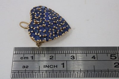 Tiffany & Co Heart Pin Pendant Necklace 14k Yellow Gold  Blue Sapphire