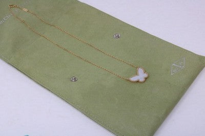 Van Cleef & Arpels Lucky Alhambra 18K Yellow Gold MOP Butterfly Pendan