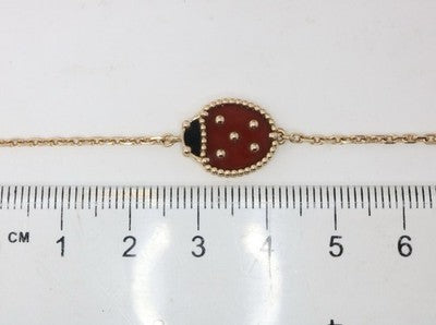 Van Cleef & Arpels Lucky Spring Ladybug Bracelet Onyx Carnelian 18KT Rose Gold