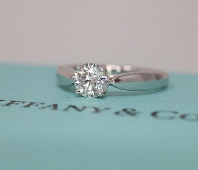 Tiffany & Co Platinum Round Diamond Engagement Ring Harmony VS1 G .45c