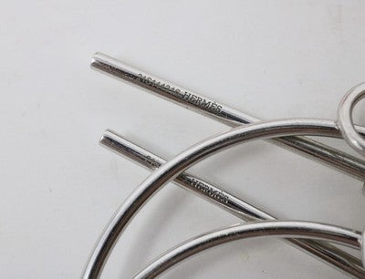 HERMES Silver 925 Medium Hoop Earrings