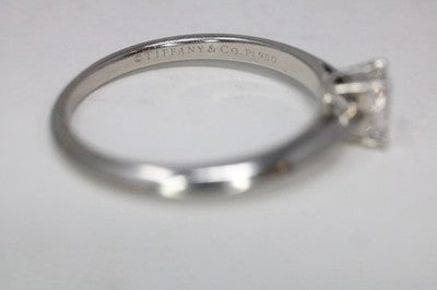 Tiffany Co Platinum .41ct Emerald Cut Diamond Engagement Ring