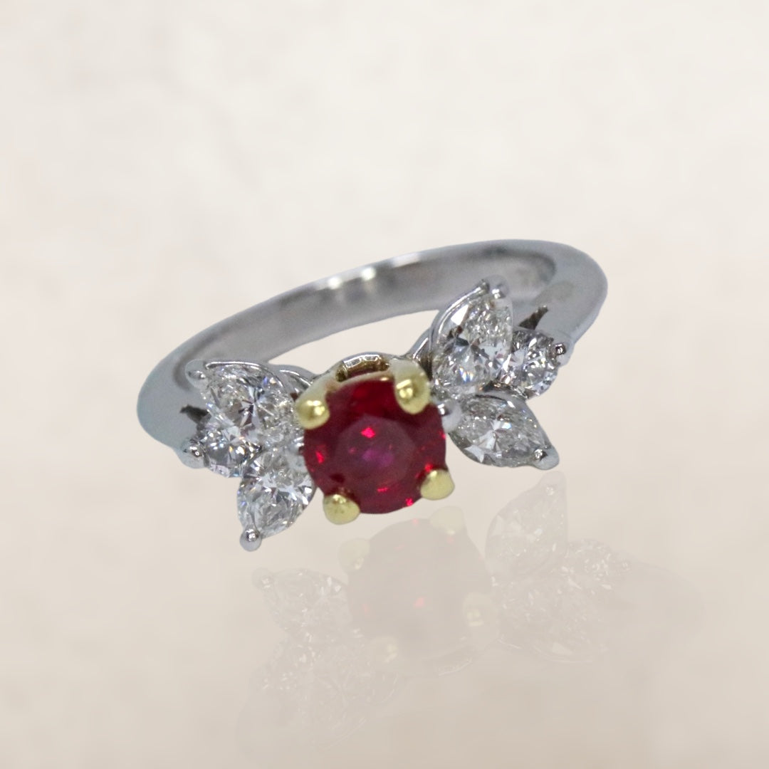 Tiffany & Co Victoria Ruby & Diamond Engagement Ring 1.05ct Platinum