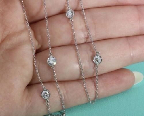 Tiffany & Co Elsa Peretti 5 diamond by the yard necklace .70CTW PLATINUM